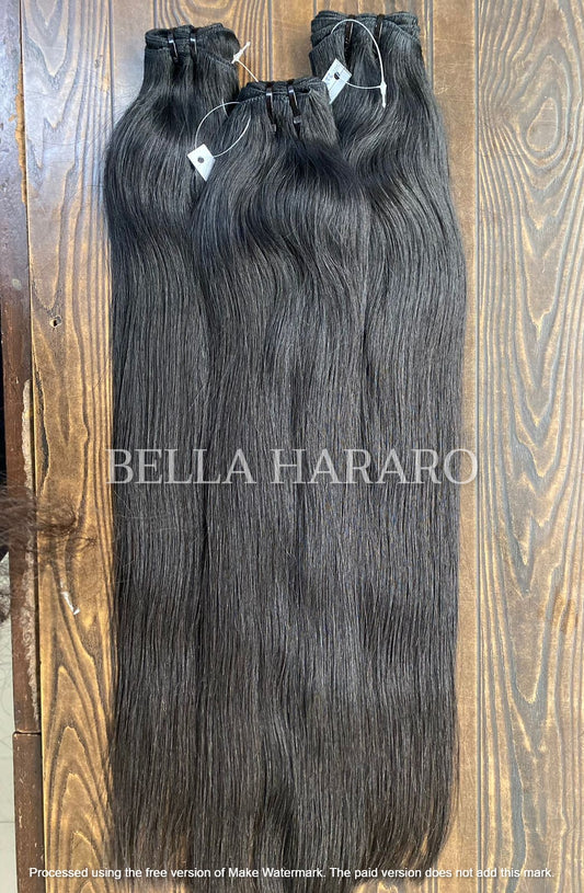 3 Bundle Deal Weft Single Drawn Straight Human Hair In Natural Black Color (Pack Of 3 Bundle)