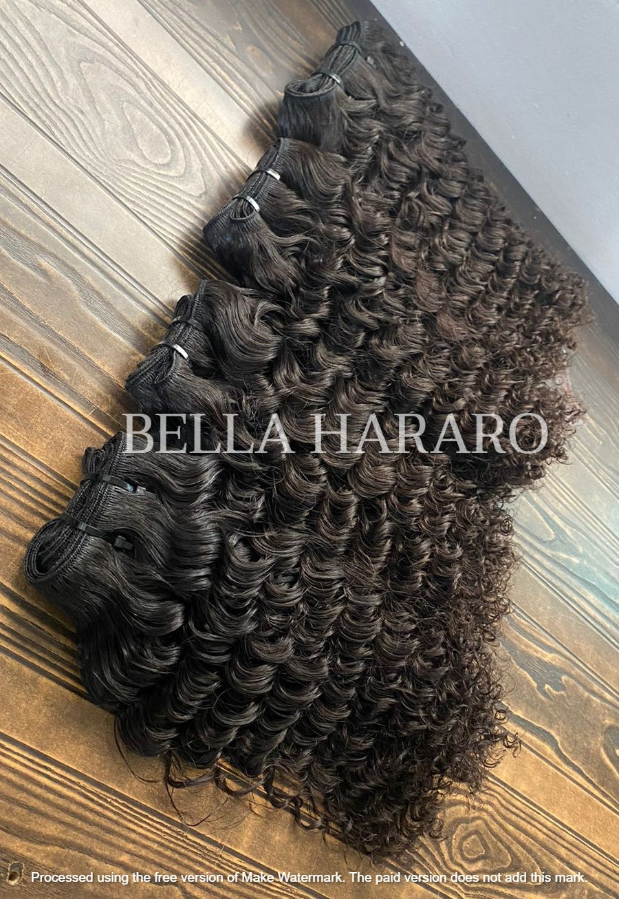 4 Bundles Deal Raw Unprocessed Temple Indian Curly Hair In Natural Color (Pack Of 4 Bundles)