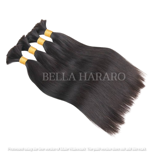 4 Bundle Deal Bulk Single Drawn Straight Human Hair In Natural Black Color (Pack Of 4 Bundle)