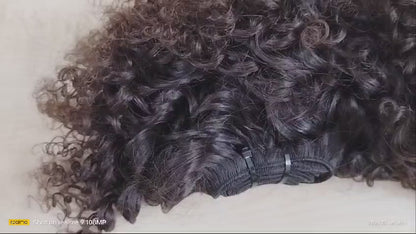 2 Bundles Deal Weft Single Drawn Afro Curly Human Hair In Natural Black And Brown Color (Pack Of 2 Bundles)