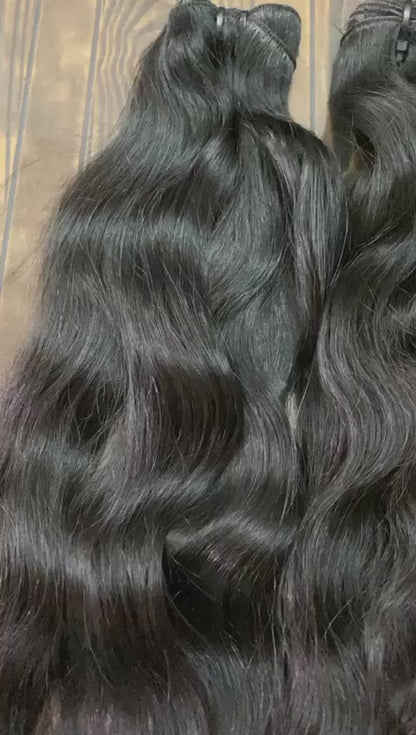 5 Bundle Deal Weft Single Drawn Wavy Human Hair In Natural Black Color (Pack Of 5 Bundles)