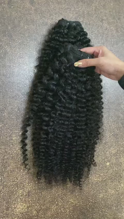 3 Bundle Deal Weft Single Drawn Kinky Curly Human Hair In Natural Color (Pack Of 3 Bundle)