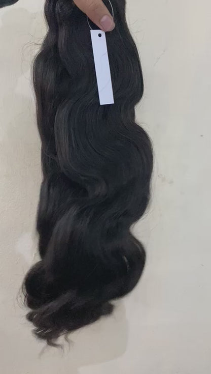 3 Bundle Deal Bodywave Hair With Frontal Unprocessed Raw Indian Temple Hair In Natural Color (Pack Of 3)