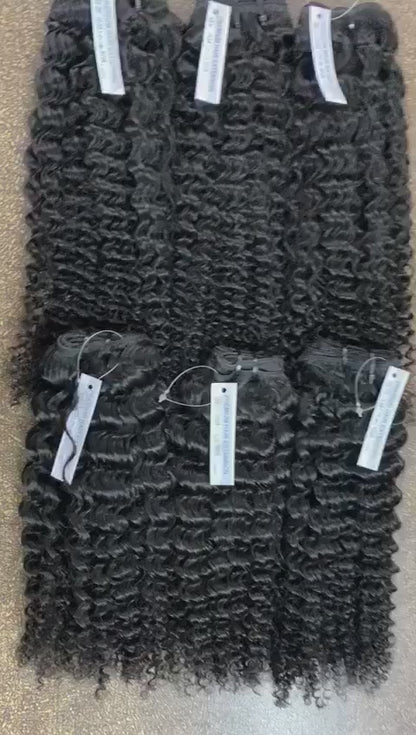 6 Bundle Deal Weft Double Drawn Kinky Curly Human Hair In Natural Color (Pack Of 6 Bundle)